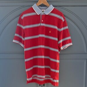 Brooks Brothers Red Polo with Blue and White Stripes
